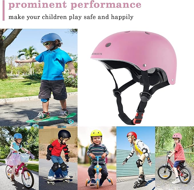 BURSUN Kids Bike Helmet Ventilation & Adjustable Toddler Helmet for Ages 2-14 Kids Boys Girls Multi-Sport Helmet for Skateboard Roller Skateing Bicycle Scooter blance Bike