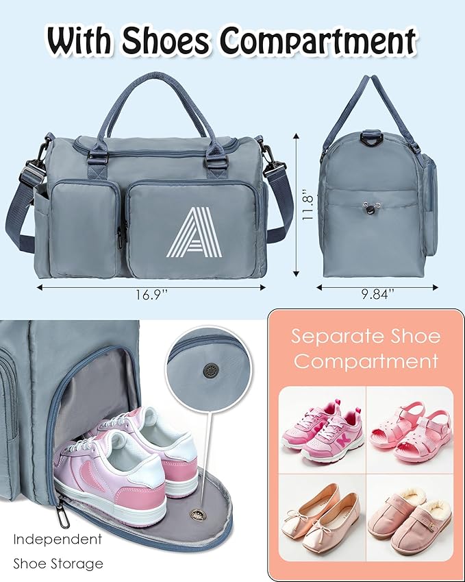 Gifts for Women, Initial Travel Duffle Bag, Gym Bag, Duffel Bag,Personalized Weekender Bag?Friend Wedding Girlfriend Birthday Gifts for Women Gifts for Teen Girls