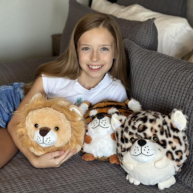 MaoGoLan 3 Pack Large Stuffed Animal Plush Pillows Leopard Cheetah Tiger Lion Toy in Bulk, Safari Decorations Gifts for Girls Women Kids Adults Christmas Valentine's Day Birthday