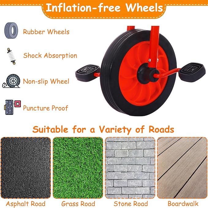 Kids Tricycle for Ages 3-8, Double Kids Trike Bike, Preschool Daycare Outdoor Tandem Bike with Airless Rubber Tires, Two-Seater and Non-Slip Pedals, Gift for Boys and Girls