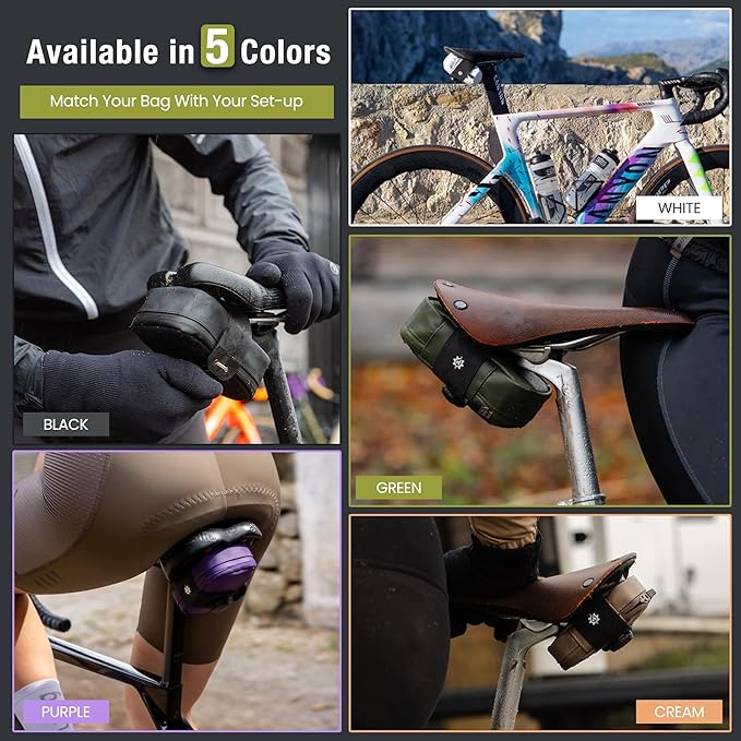 Lumiere & Co. Falcon Magnetic Saddle Bag– 0.69L | 6”x 3.5”x2 | Sleek Minimalist Design, Fast Magnetic Buckle Attachment | Cycling Bike Bag (Green, Large)