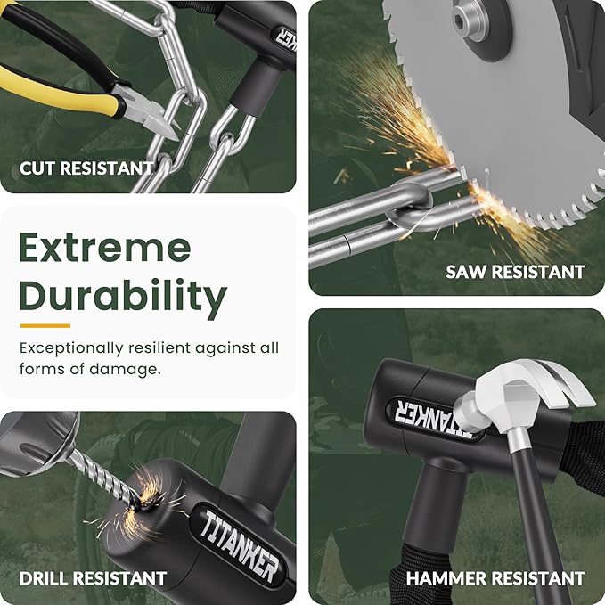 Titanker Bike Chain Lock with Keys, 3.3 Feet Security Heavy Duty Anti-Theft Bicycle Chain Locks for Bike, Motorcycle, Bicycle, Door, Gate, Fence, Grill (6mm, 8mm, 10mm Thick Chain)