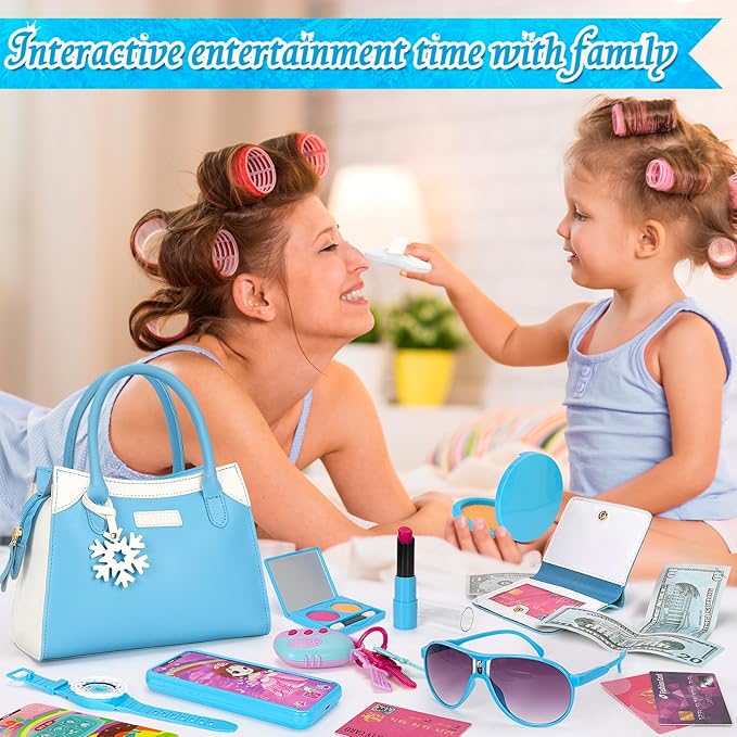 Officygnet Toddler Purse for Girls, Princess Makeup Play Girl Toys for 3 4 5 6 7 8 Years Old, Birthday Gift for Girls Age 3-5 4-6 6-8, Play Purse with Accessories, Kids Toy Purse for Little Girl