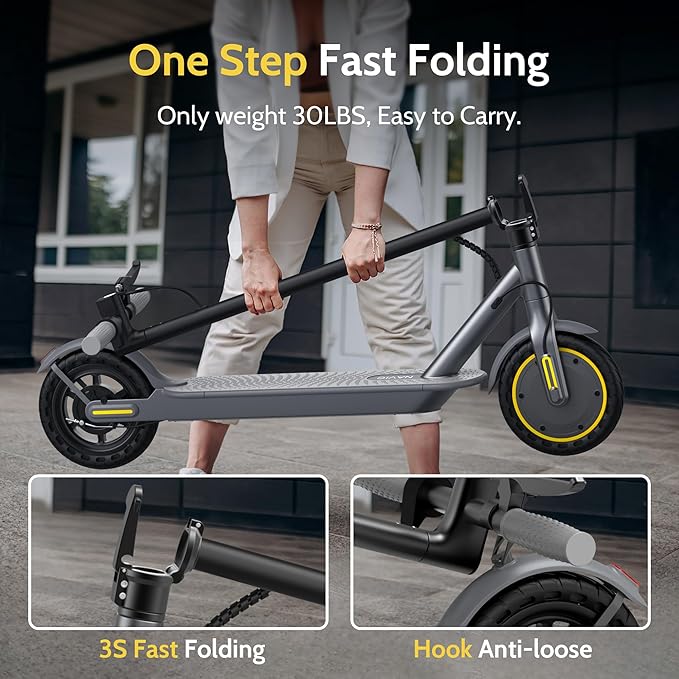 NAVIC Electric Scooter with Dual Suspension/Braking, 350W/500W Motor, 19/22 Mph, Max 22/27/49Mi Range, Foldable E Scooter for Adults with App