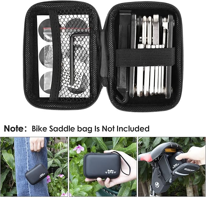 WOTOW Bike Repair Tool Kit - 16 in 1 Bicycle Multitool Portable Mountain Bike Tool Cycling Maintenance, Bike Hex Key Wrench & Bike Tube Patch Kit & Tire Lever & Hard Carrying Case (16 in 1)
