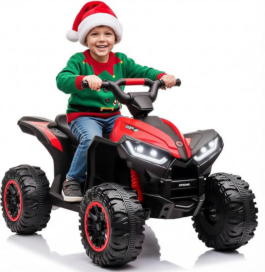 Aosom 12V Kids ATV Quad Car with Forward & Backward Function, Four Wheeler for Kids with Wear-Resistant Wheels, Music, Electric Ride-on ATV for Toddlers Ages 3+ Years Old, Red