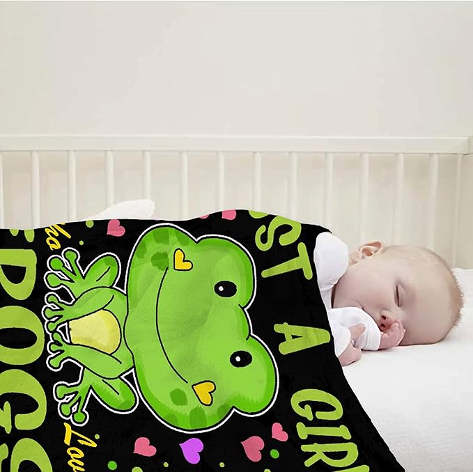 Cartoon Frog Blanket -50"x40" Small for Kids Just Girl Who Loves Frogs Soft Blankets and Throws Flannel Cozy Lightweight Quilt Gift Perfect for Bed Sofa Couch