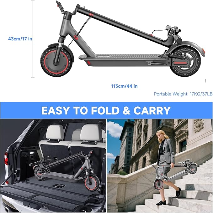 Electric Scooter for Adults, Folding E Scooter with 350W/500W Motor 16/21 Mph Top Speed, Max 19-23 Miles Long Range, 8.5''/10'' Solid Tires Commuting Scooters with Dual Brakes System, APP