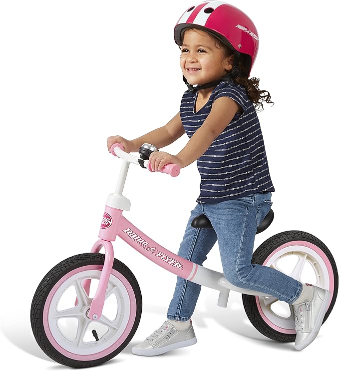 Radio Flyer Air Ride Balance Bike, Toddler Bike, Pink and White Bike for Ages 1.5-5 (Amazon Exclusive)