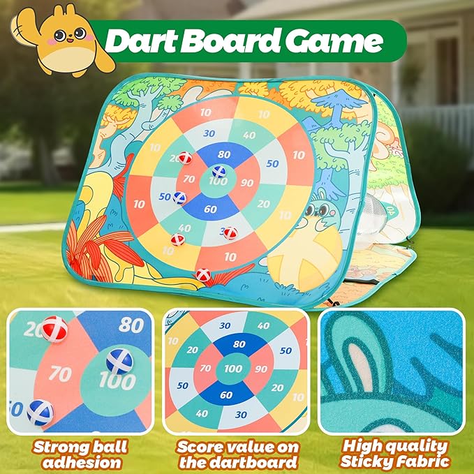 Giant 3 in 1 Bean Bag Toss Game for Kids, Toddler Outdoor Toss Toys for 2 3 4 5 6 7 8 Year Old Boys Girls, Family Party Supplies, Cornhole Party Carnival Games, Lawn Backyard Outside Birthday Gifts