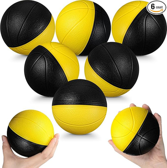 6 Pcs Foam Mini Basketball 4 Inch Mini Hoop Ball Small Squeeze Stress Balls Soft Quiet Bouncy Ball Foam Basketball for Indoor Outdoor Sport Theme Party Game Gifts