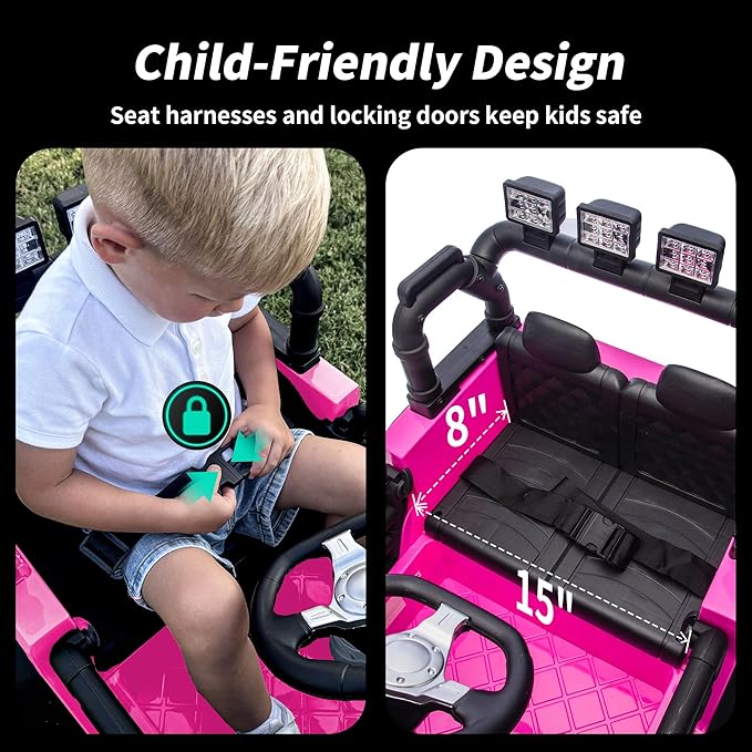 24V Kids Ride on Toy, Kids Electric Vehicles Car Ride on Car Truck for Toddlers 3-5 with Remote Control, 2x200W Motor - Pink