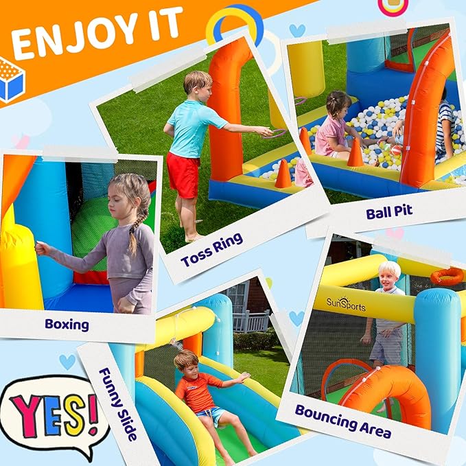 Inflatable Water Slide,Bounce House with Slide for Indoor Party,Bouncy Castle with for Kids Outdoor, Water Slides for Backyard,Inflatable Jumper Bounce House