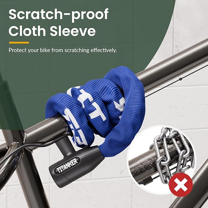 Titanker Bike Chain Lock with Keys, 3.3 Feet Security Heavy Duty Anti-Theft Bicycle Chain Locks for Bike, Motorcycle, Bicycle, Door, Gate, Fence, Grill (6mm, 8mm, 10mm Thick Chain)