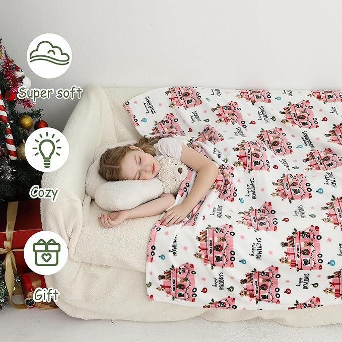 Softan Kids Throw Blanket for Girls & Boys, Warm Soft Toddler Fleece Blankets for Sofa Couch Bed， Cozy Fuzzy Plush Flannel Kids Throw Blanket for Daycare & School - Pink Car 50x60 inches