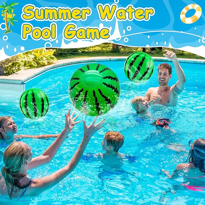 [ 10''+8'' ] 12 Pack Watermelon Beach Balls Bulk, Inflatable Swimming Pool Toys Mini Beach Ball for Kids Birthday Party Favors Outdoor Summer Games Fruits Theme Pool Party Decorations