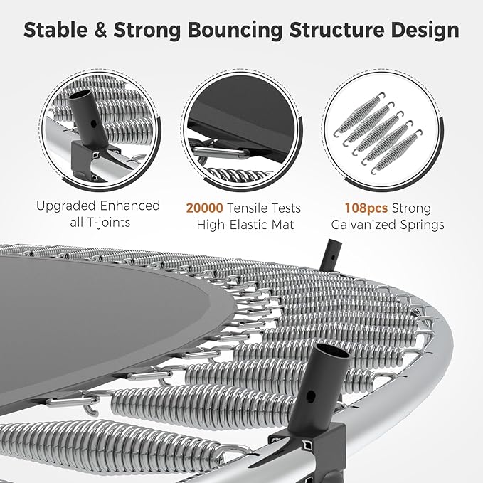 Tatub Large Trampolines Outdoor 10 12 14 15 16FT for Kids and Adults,Outdoor Recreational Pumpkin Trampolines with Curved Poles and Safety Enclosure Net, Basketball Hoop, Ladder