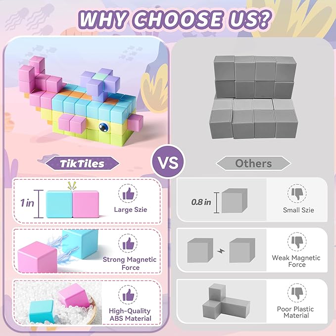 116PCS Magnetic Blocks with Magnet Eyes Toy, Magnetic Building Blocks with Storage Bag for Kids Gifts, STEM Preschool Sensory Magnetic Cubes for Toodlers Boys Girls Ages 3 4 5 6 7 8, Macaron Color