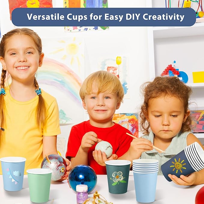 72 Pieces Gradient Blue Paper Cups 9 Oz Disposable Coffee Paper Cups Seascape Blue Green Party Cup Beverage Drinking Cup for Wedding, Birthday, Holiday Party, DIY, and Picnic