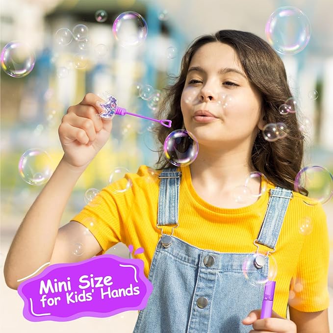 AFZMON 24Pcs Glitter Princess Bubble Wands for Kids, Crown Party Favors Mini Bubbles Birthday Gift Toy Goodie Bag Stuffers Classroom Prizes Wedding Party Supplies