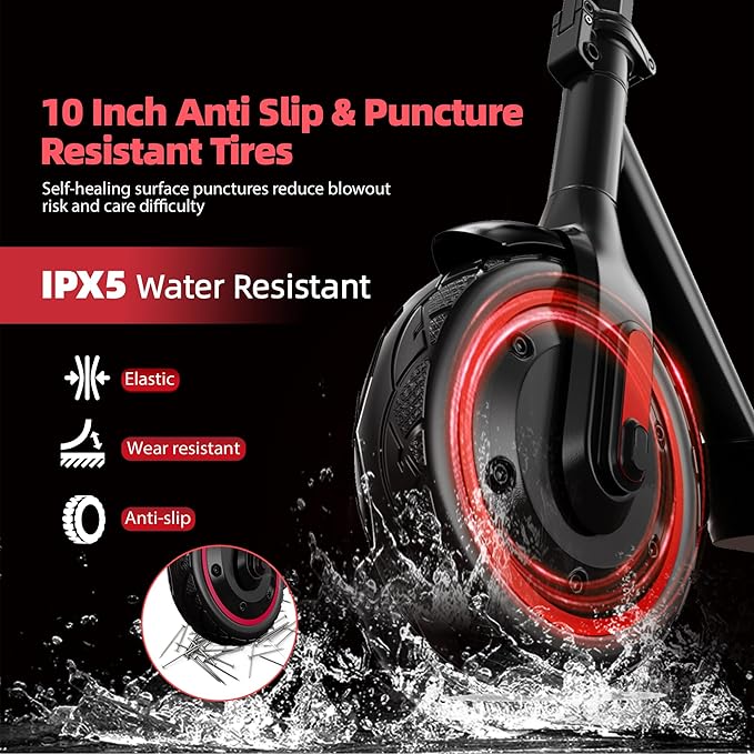 Electric Scooter Adults, 500/600W Motor, 28 MPH Top Speed,10" Vacuum Big Tires, Foldable E-Scooter with App Control & Disc Braking System for Smart APP Contro