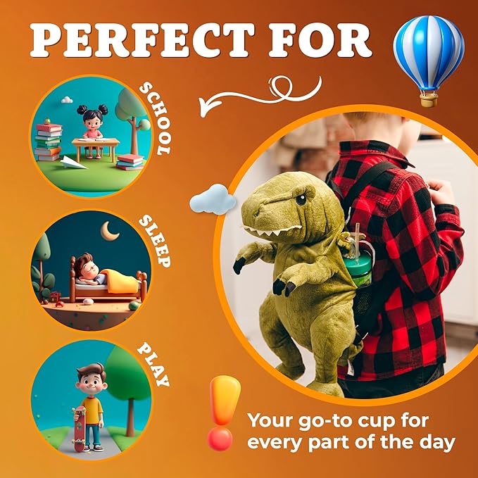 Kids Water Bottle, Toddler Cups, Tumbler with Lid and Straw, Travel Sippy Cup for Water or Milk, Kids Cups with Lids for Toddlers 3 and Up, BPA Free Plastic, 12 oz (Zoo Bengal Tiger)