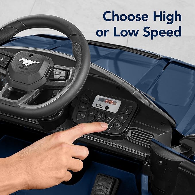 Best Choice Products Kids 12V Electric Ride On Car Officially Licensed Ford Mustang w/Parent Control, LED Lights, 2 Speeds, Bluetooth - Blue