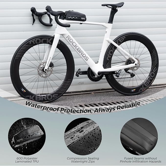 ROCKBROS Top Tube Bike Bag Waterproof Bike Frame Bag Lightweight Buckle Lock Design TPU Material Top Tube Bag Easy Install Cycling Top Tube Front Frame Pack 1L Capacity