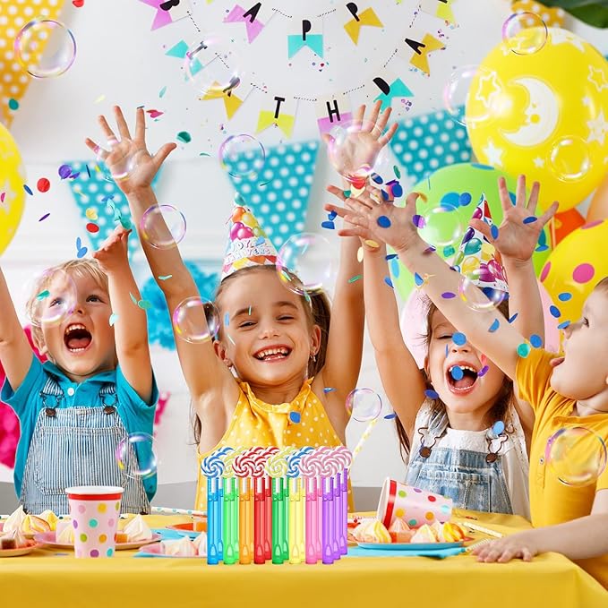 AFZMON 24 Candyland Party Favors Bubble Wands for Kids, Sweet Candy Mini Bubbles Wand Toys, Lollipop Theme Birthday Party Supplies Goodie Gift Bag Stuffers Pinata Classroom Prizes