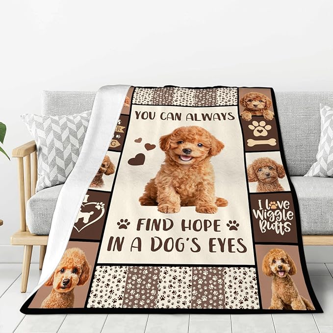 Poodle Gifts Blanket, Poodle Throw Blankets, Dog Mom Gift for Women Men Boys Girls Lover Adult Cozy Fleece Flannel Bedding Stuff Animal Plush for Couch Sofa Bed Decor 60"X50"