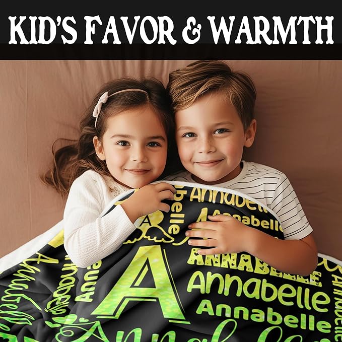 Custom Name Blanket Personalized Blanket for Girls - Printed in USA, Soft & Cozy Throw Blankets for Kids Adult Birthday