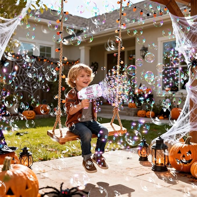 Upgraded Bubble Machine Gun - Auto Bubble Blower, 8000+ Bubbles Per Minute for Kids & Adults Indoor/Outdoor Party Halloween Toys- Pink