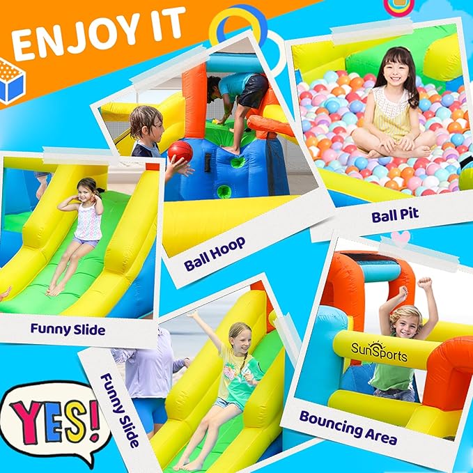 Inflatable Water Slide,Bouncy Castle for Kids Outdoor,7 in 1 Dual Waterslide Bounce House with Water Cannon,Inflatable Water Park with Jump House,Water Slides for Kids Backyard Party