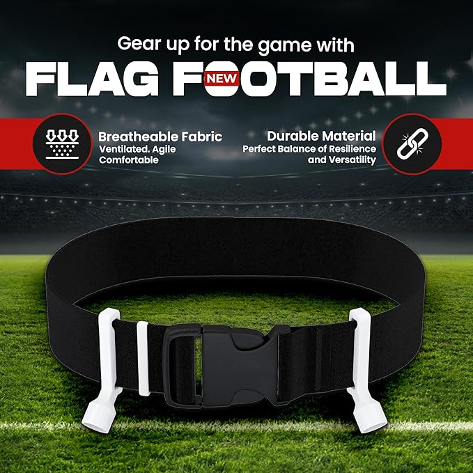 Gameday Flag Football Set – Kits for 2–14 Players w/Belts, Agility Cones & Carry Bag – Available in Multi Colors & Sizes
