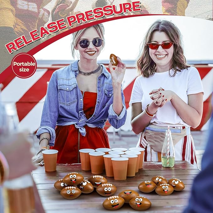 24 Pcs Mini Face Football Stress Ball for Boys Girls - Fidget Toys Bulk Foam Balls for Anxiety Relief - Party Favors, Birthday Gift Decoration