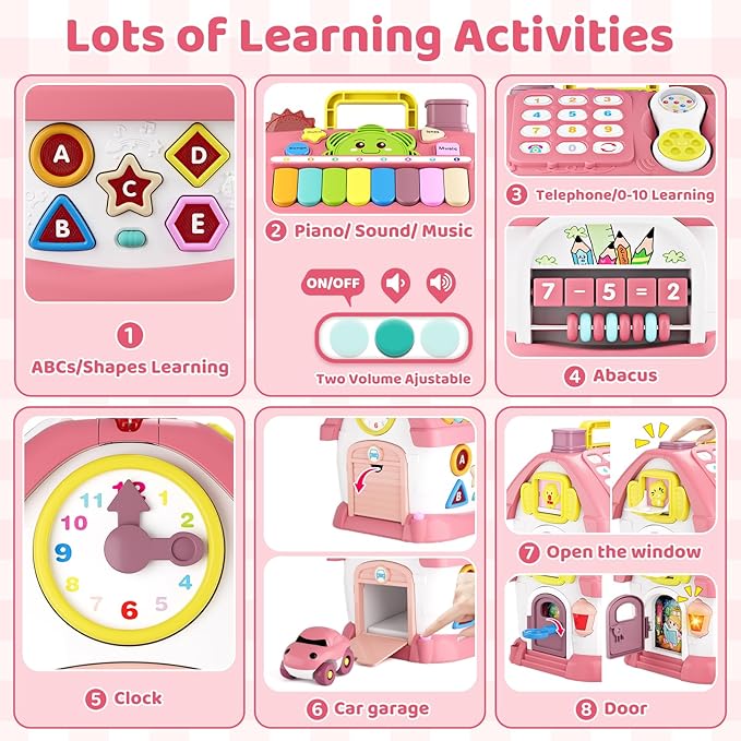 Marstone Toddler Toys for 1 Year Old Girl Gifts: First 1st Birthday Gifts for Girls and Boys, 8-in-1 Musical Learning House Baby Toys 6-12 12-18 Months, Educational Toddler for Ages 0-2