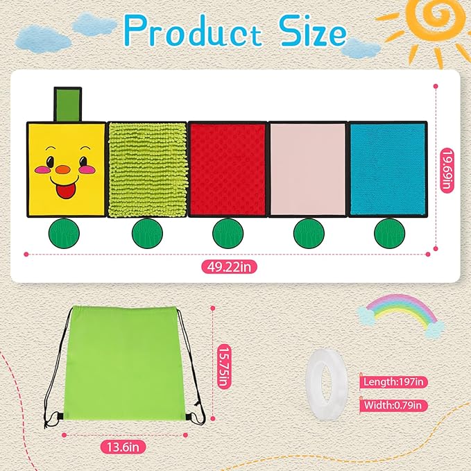 Sensory Wall Panel for Kids, Sensory Toys for Wall ＆ Floor, Sensory Mats for Autistic Children and Toddlers, Wall Busy Board Sensory Room Must Haves (Train)