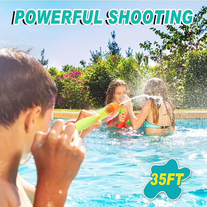 Water Soaker Blaster, 16 Pack Pool Water Guns Bulk, 35 ft Range Squirt Guns for Kids, Water Squirter Shooter for Summer Outdoor Game Pool Beach Party