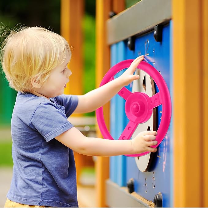 Playground Steering Wheel Accessories Plastic Swingset Pirate Ship Playset for Outdoor Backyard Treehouse Playground Jungle Gym (1, Pink)