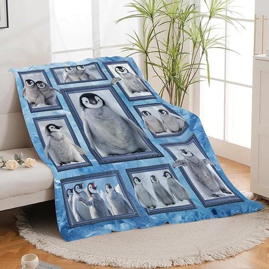 Penguin Blanket Penguin Throw Blanket Gifts for Girls Women Kids Boys Adults Men Super Soft Cozy Plush Fluffy Fuzzy Fleece Blanket Home Decor 60''X80''