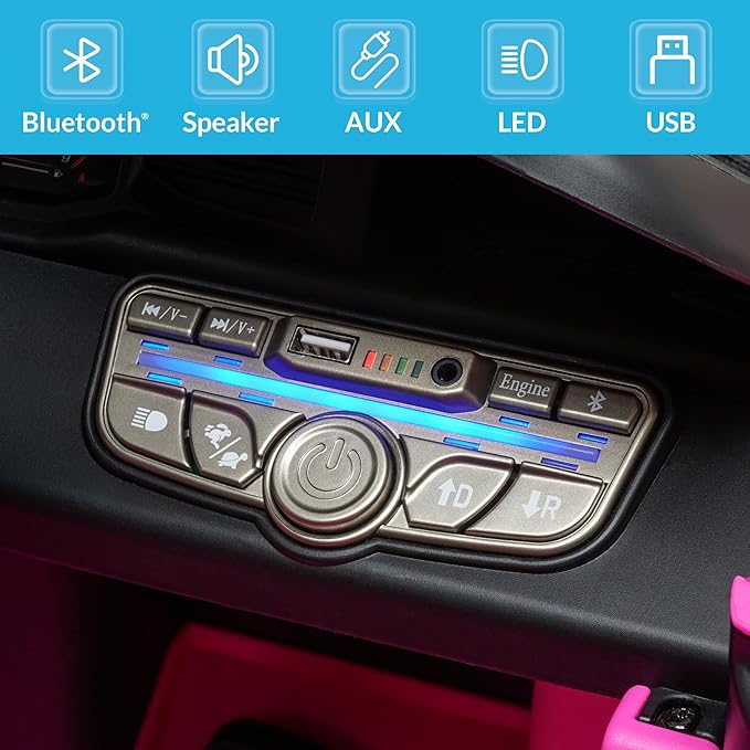 Kidzone 12V Ride On Car for Kids,Licensed Maserati GT2 Electric Battery Powered Sports Car Toy w/Remote Control & Manual Drive, LED Lights, Bluetooth & USB & AUX Port - Pink