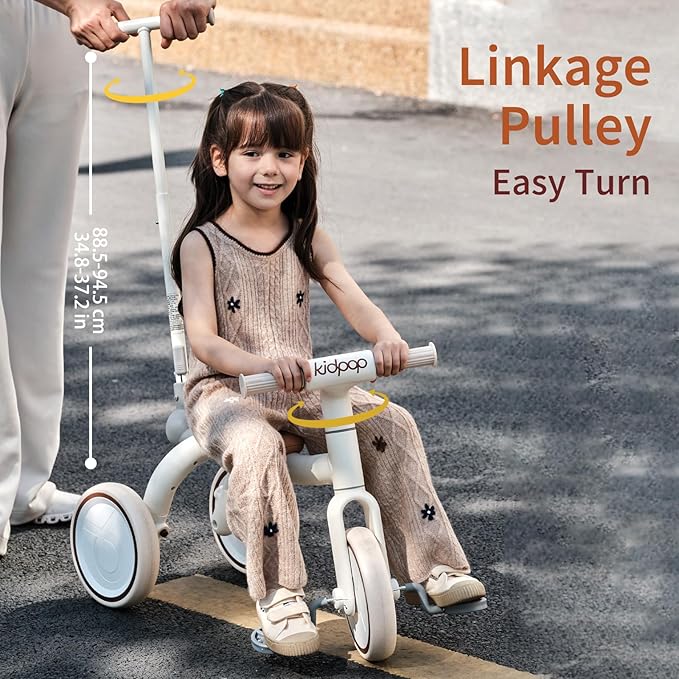 Kidpop Pony 4-in-1 Kids Tricycle Bike Stroller with Handle Push Bike for Toddlers 1-3 Award Winning Balance Bike Best Gift for Toddler (Green)