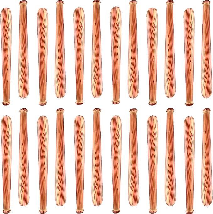 24 Pack 31.5 inch Inflatable Baseball Bat Wood Pattern Blow up Baseball Bat Inflates for Pool Summer Beach Carnival Birthday Baseball Party Favors