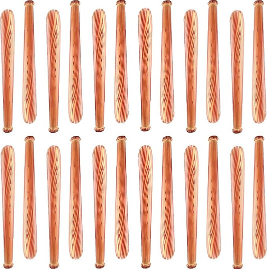 24 Pack 31.5 inch Inflatable Baseball Bat Wood Pattern Blow up Baseball Bat Inflates for Pool Summer Beach Carnival Birthday Baseball Party Favors