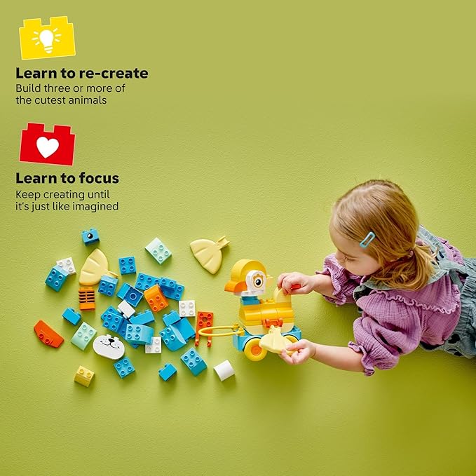 LEGO DUPLO Town 3 in 1 Animals on Wheels Building Toy - Learning Play Set for Toddler Boys & Girls, Ages 2+ - Building Blocks for Sensory Skills Practice - Gift for Christmas - 10448