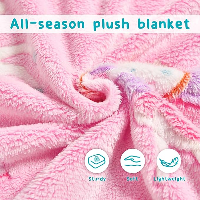 QSTEHEML Unicorns Glow in The Dark Blanket for Girls,Unicorns Gifts for Girls Age 3 4 5 6 7 8 9 10 11 12 Year Old, Soft Throw Blanket for Kids Girls- Christmas Birthday Bedroom Decor 50"×60"