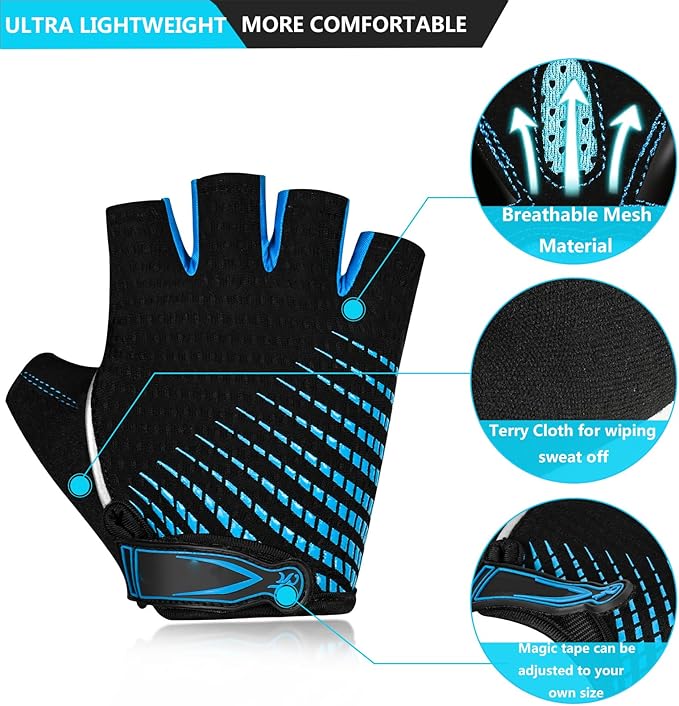 BIKINGMOREOK Bike Cycling Gloves for Men Women,Non-Slip Breathable 5MM Gel Pads DH Mountain Road Bicycle Gloves for MTB Biking Cycling,Workout Sports