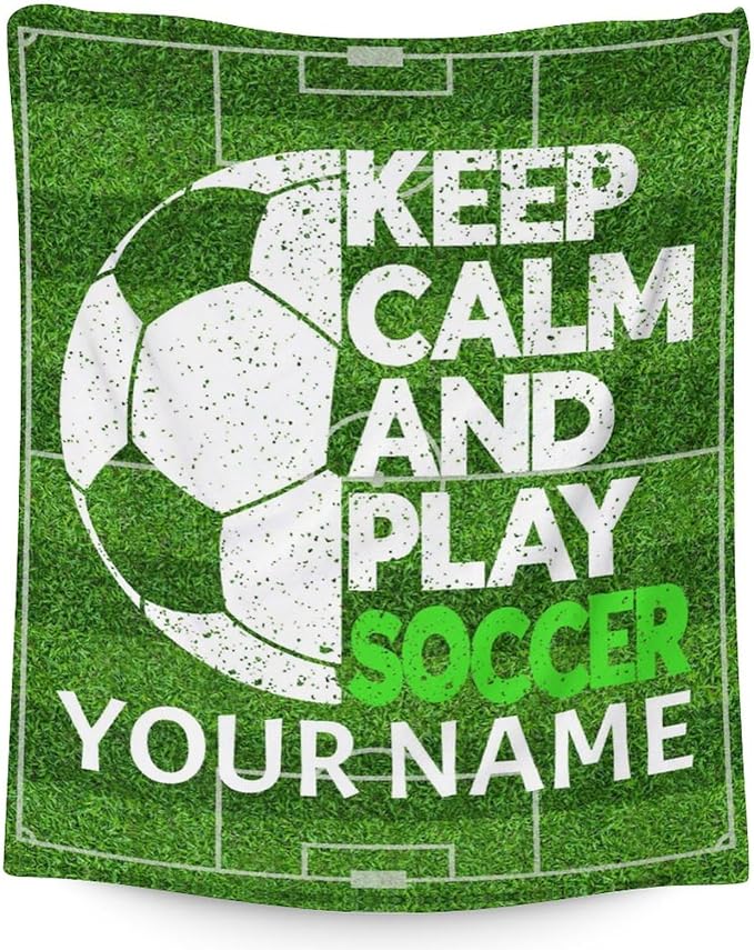 Personalized Soccer Blanket - 60x80 Inches Soft Fuzzy Cozy Blankets for Adults for Soccer Players - Sports Throw Blanket for Couch, Living Room & Bed