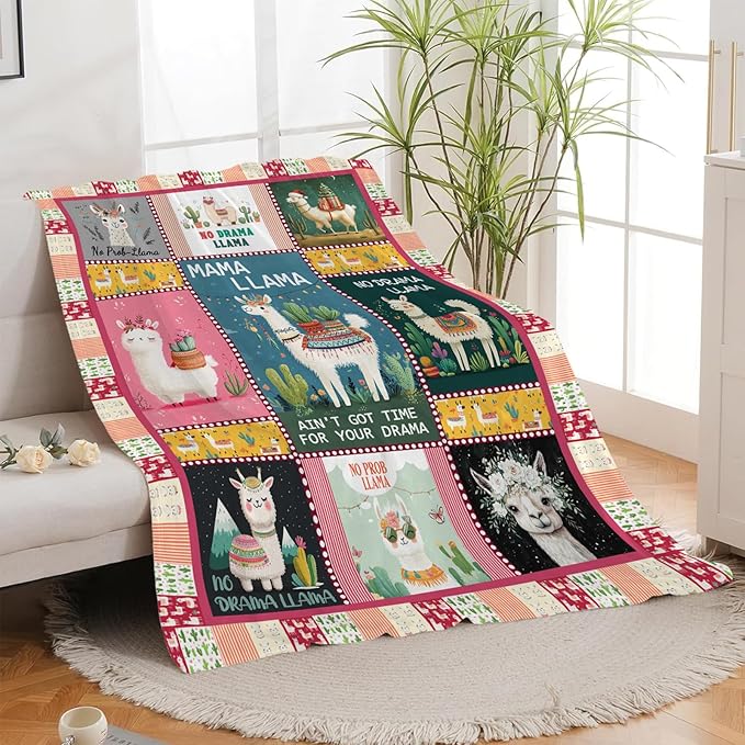 Llama Blanket, Alpaca Throw Blanket,Llama Tropical Gifts Blankets Stuff Fleece Flannel Plush for Girls Women Men Boys Lovers Adults Soft Bedding Gift for Sofa Bed Office Home Decor 60"x50"