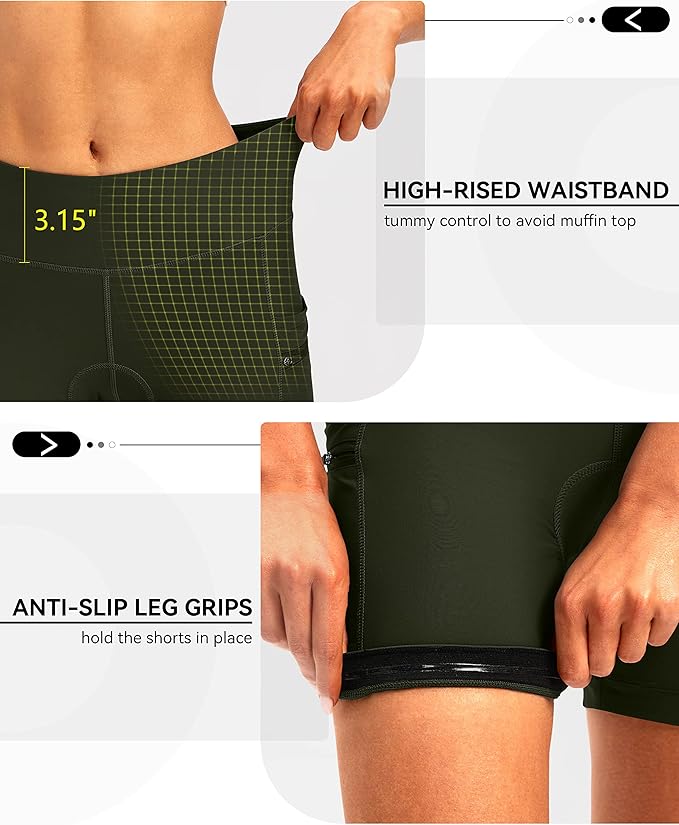 Women's 4D Padded Bike Shorts 5"/7" Riding Underwear Cycling Bicycle Road Biking Cycle Shorts for Women Zipper Pockets